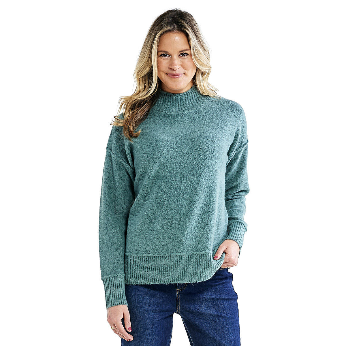 Plus Size Architect(R) Long Sleeve Solid Reverse Stitch Sweater
