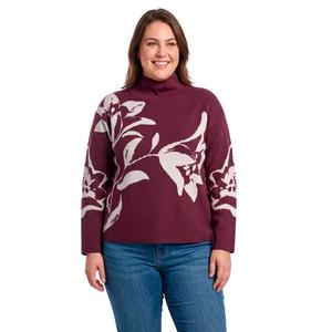 Plus Size Architect(R) Long Sleeve Mockneck Tulip Intarsia Sweater