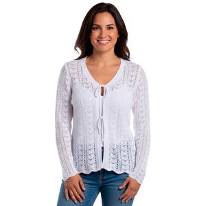 Petite Architect(R) Long Sleeve Tie Front Crochet Cardigan