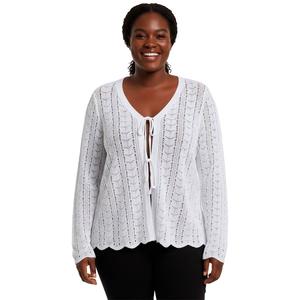 Plus Size Architect(R) Long Sleeve Tie Front Crochet Cardigan