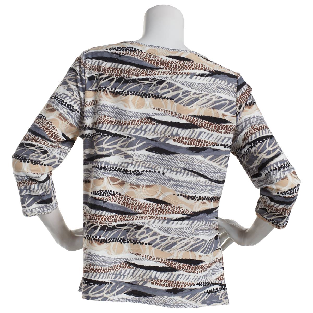 Petites Emily Daniels 3/4 Sleeve Brushed Abstract Blouse