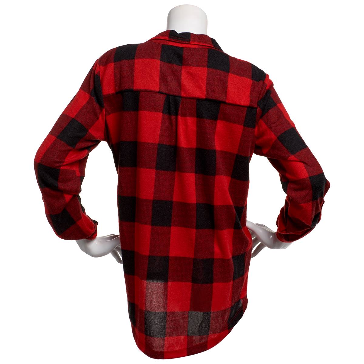 Womens Emily Daniels 3/4 Sleeve Plaid Half Placket Flannel Shirt