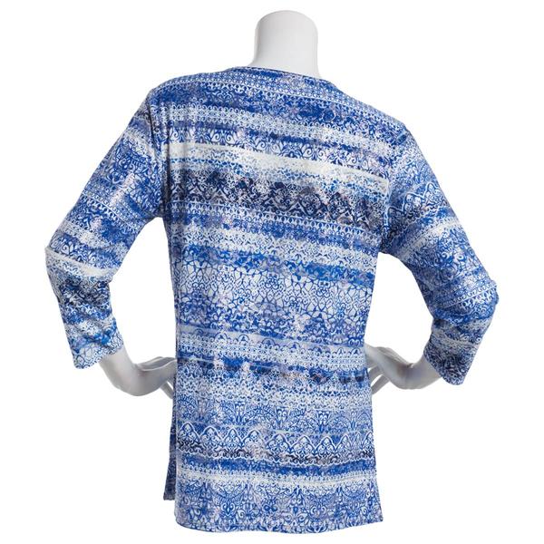 Womens Emily Daniels 3/4 Sleeve Bar Neck Foil Tunic Top alternate view