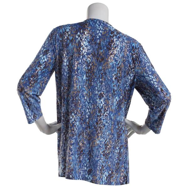 Womens Emily Daniels 3/4 Sleeve Foil Abstract Bar Neck Blouse alternate view