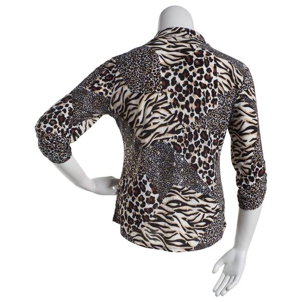 Plus Size Emily Daniels 3/4 Sleeve Button Front Foil Blouse alternate view