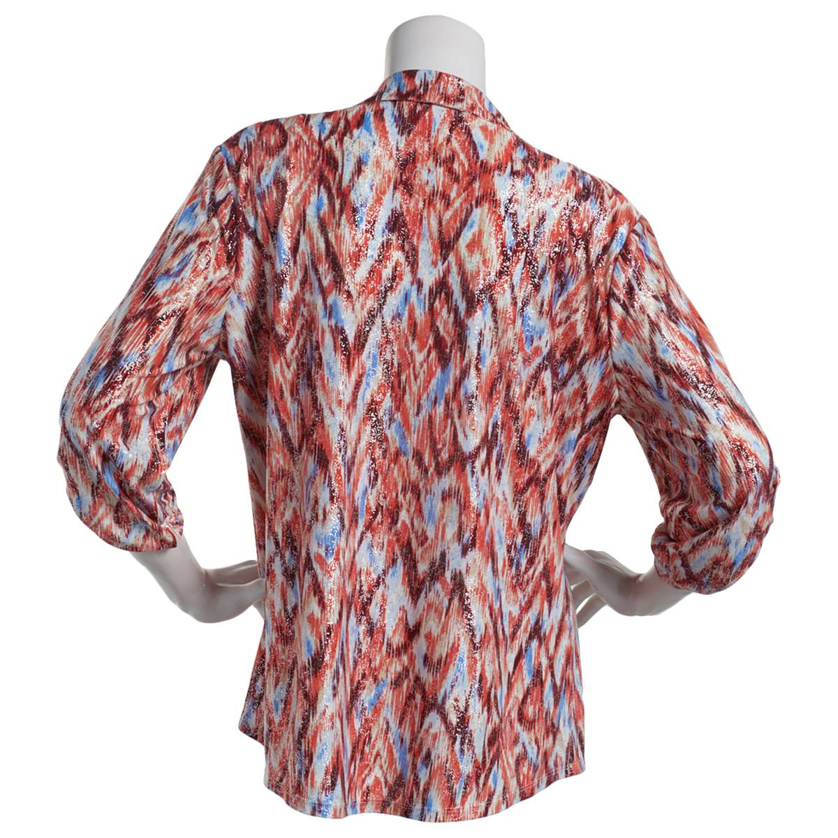 Womens Emily Daniels 3/4 Sleeve Button Down Abstract Blouse