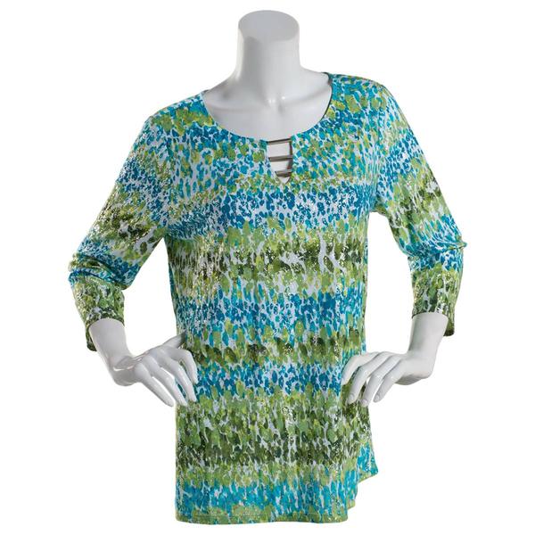Womens Emily Daniels 3/4 Sleeve Bar Neck Spotted Foil Tee
