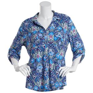 Plus Size Emily Daniels 3/4 Sleeve Floral Disco Dot Blouse