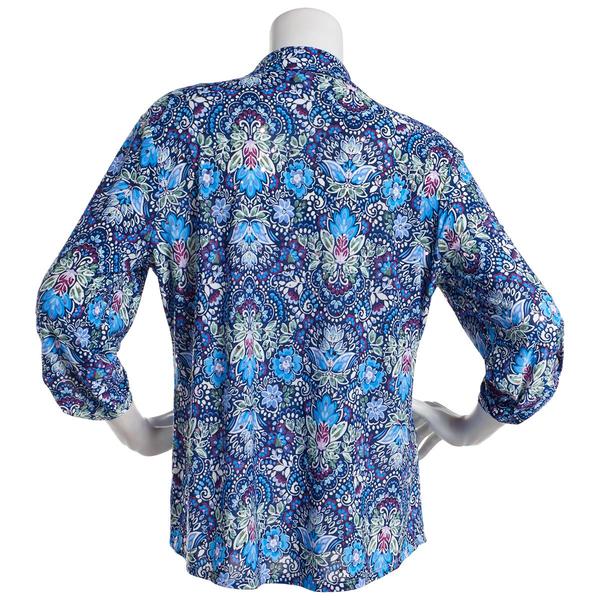 Plus Size Emily Daniels 3/4 Sleeve Floral Disco Dot Blouse alternate view