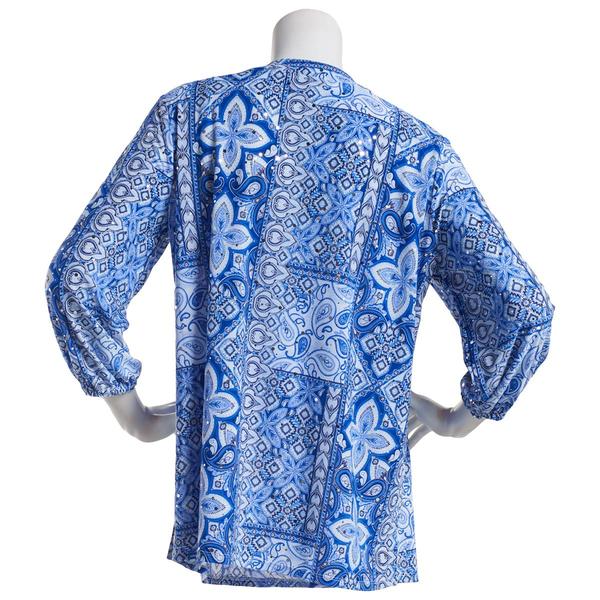 Womens Emily Daniels 3/4 Sleeve Disco Patchwork Split Neck Tunic alternate view