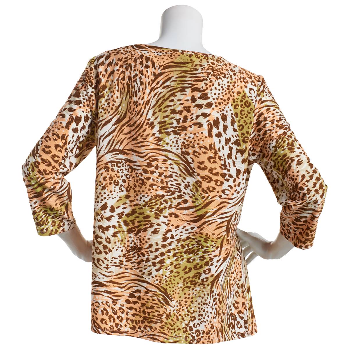 Womens Emily Daniels 3/4 Sleeve Leopard Brushed Jacquard Tee