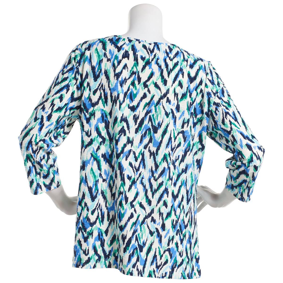 Womens Emily Daniels 3/4 Sleeve Ikat Scoop Neck Blouse