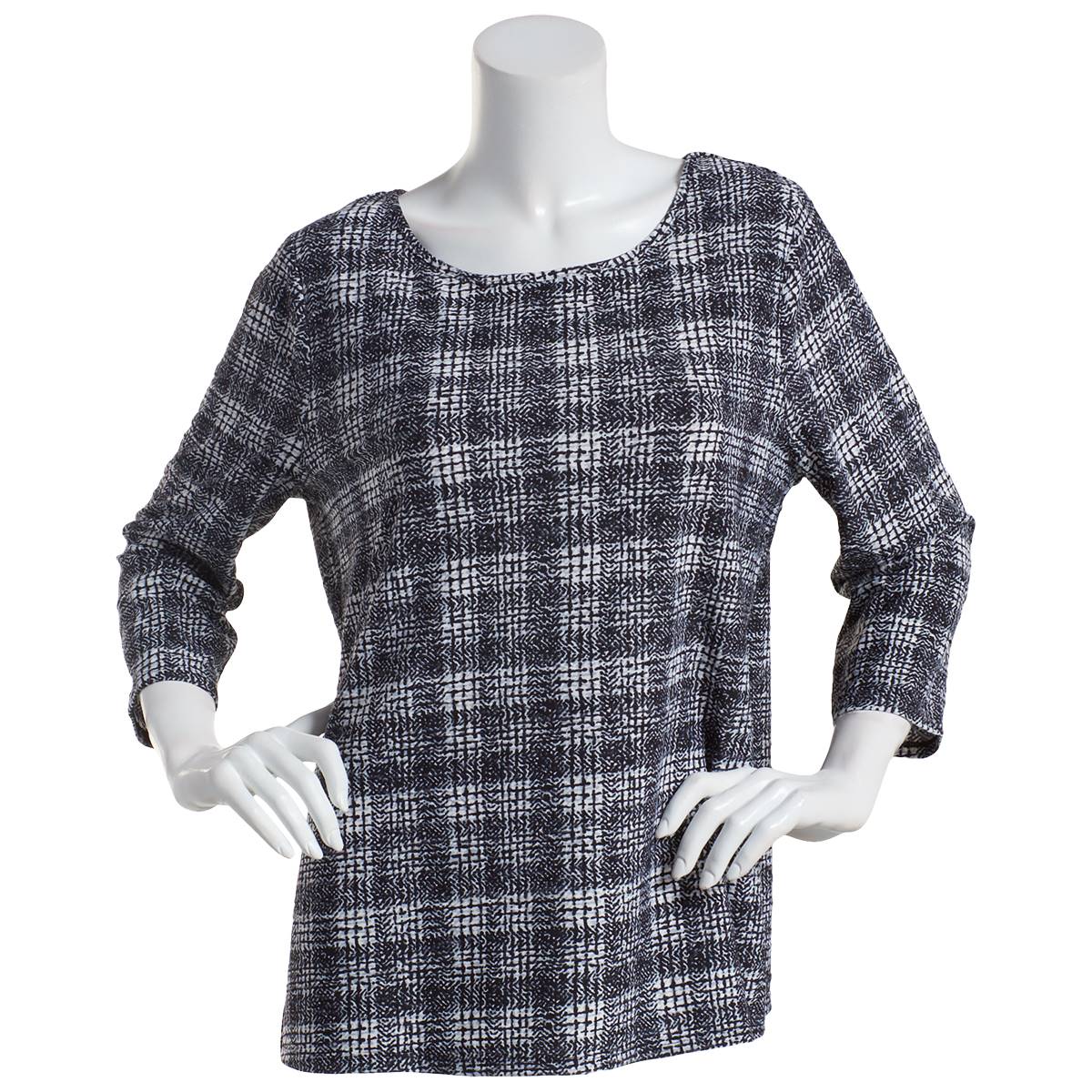 Womens Emily Daniels 3/4 Sleeve Brushed Plaid Blouse