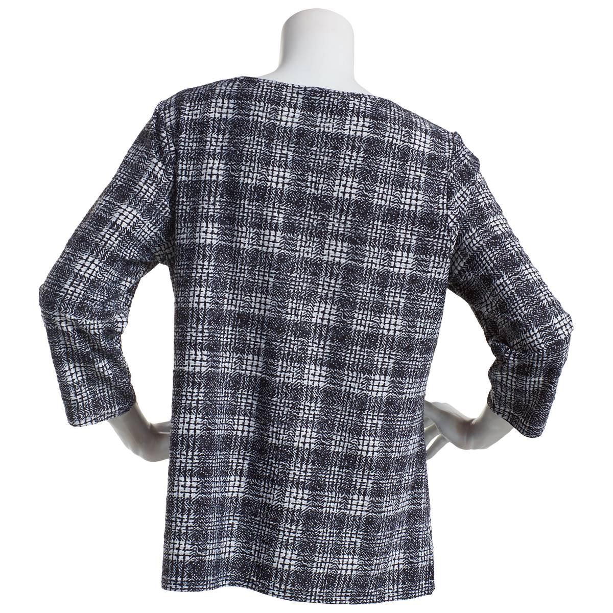 Womens Emily Daniels 3/4 Sleeve Brushed Plaid Blouse