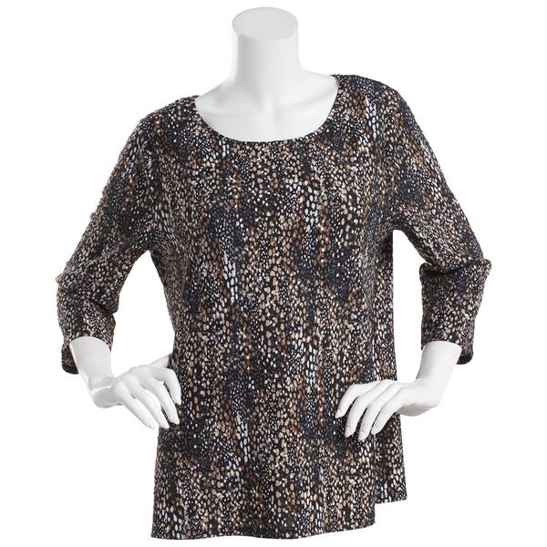 Womens Emily Daniels 3/4 Sleeve Abstract Dot Scoop Neck Blouse