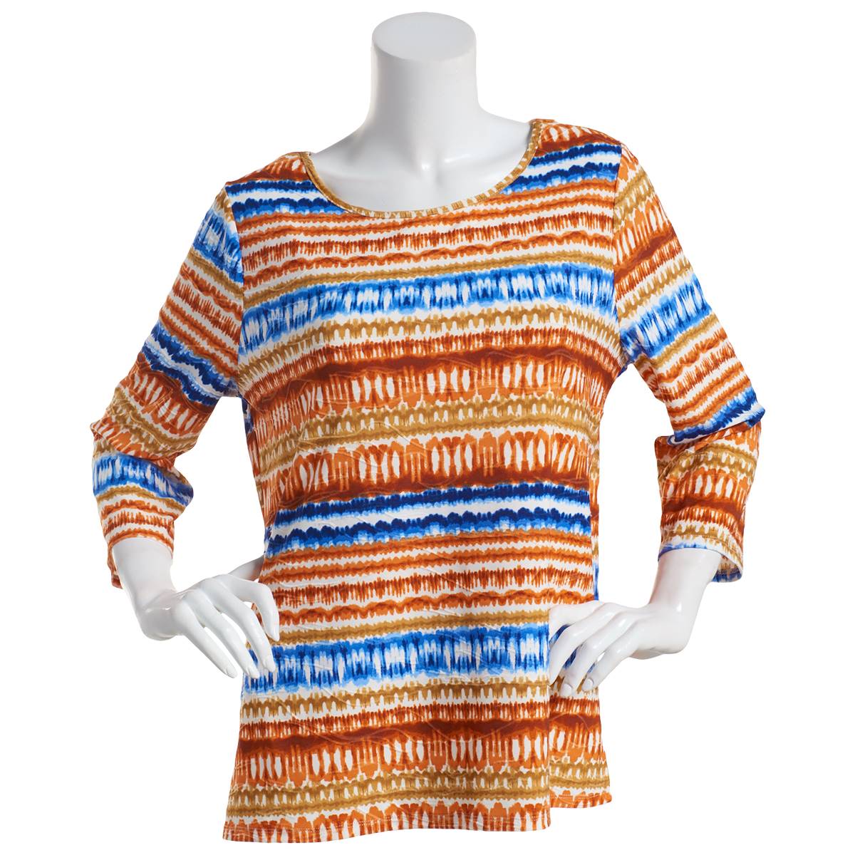 Plus Size Emily Daniels 3/4 Sleeve Tie Dye Jacquard Knit Tee