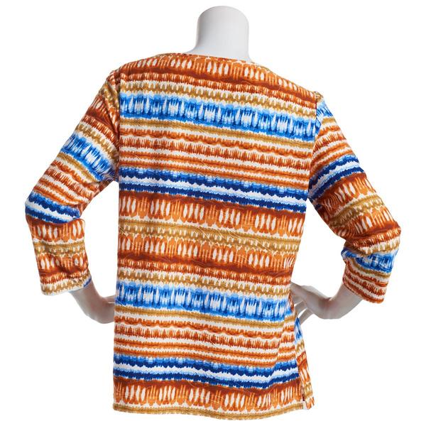 Womens Emily Daniels 3/4 Sleeve Tie Dye Jacquard Knit Tee alternate view