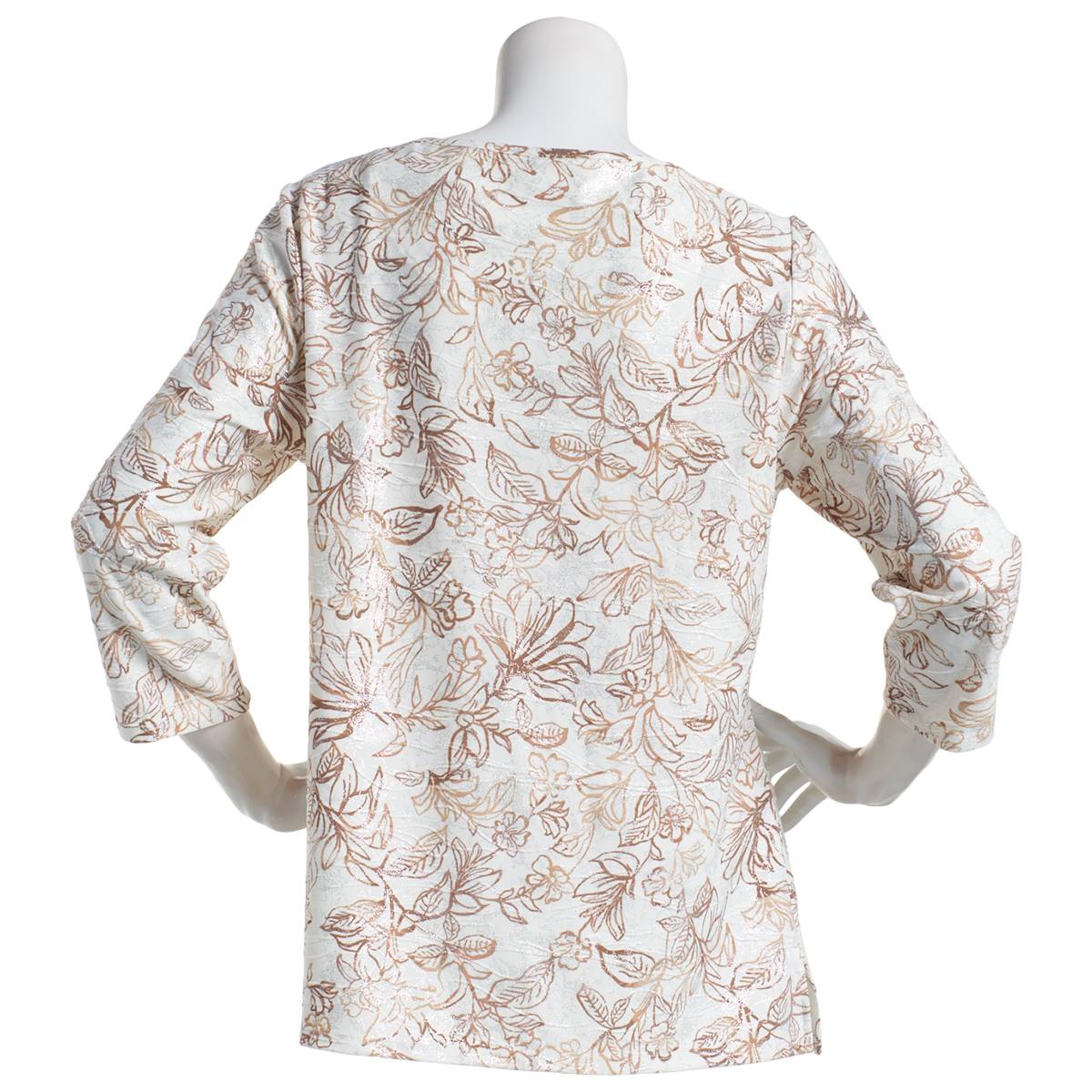 Plus Size Emily Daniels 3/4 Sleeve Floral Jacquard Tee