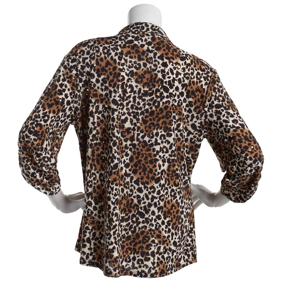 Plus Size Emily Daniels 3/4 Sleeve Disco Dot Cheetah Blouse