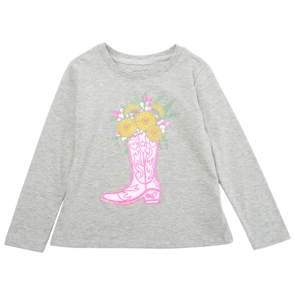 Toddler Girl Tales & Stories Long Sleeve Cowgirl Boot Graphic Tee