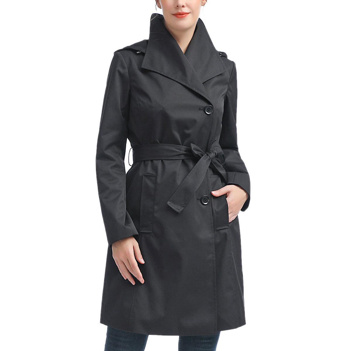 Womens BGSD Waterproof Hooded Belted Trench Coat