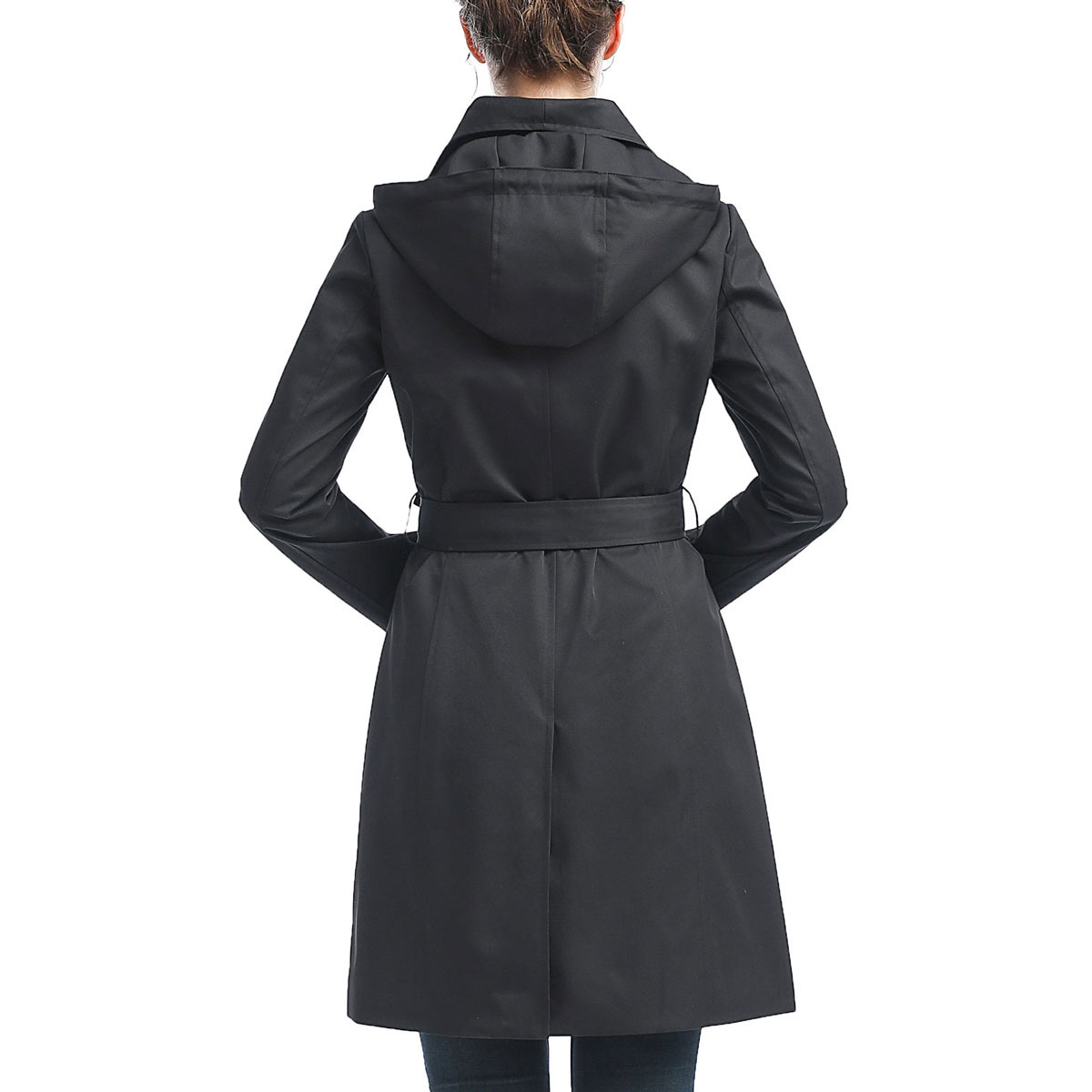 Womens BGSD Waterproof Hooded Belted Trench Coat