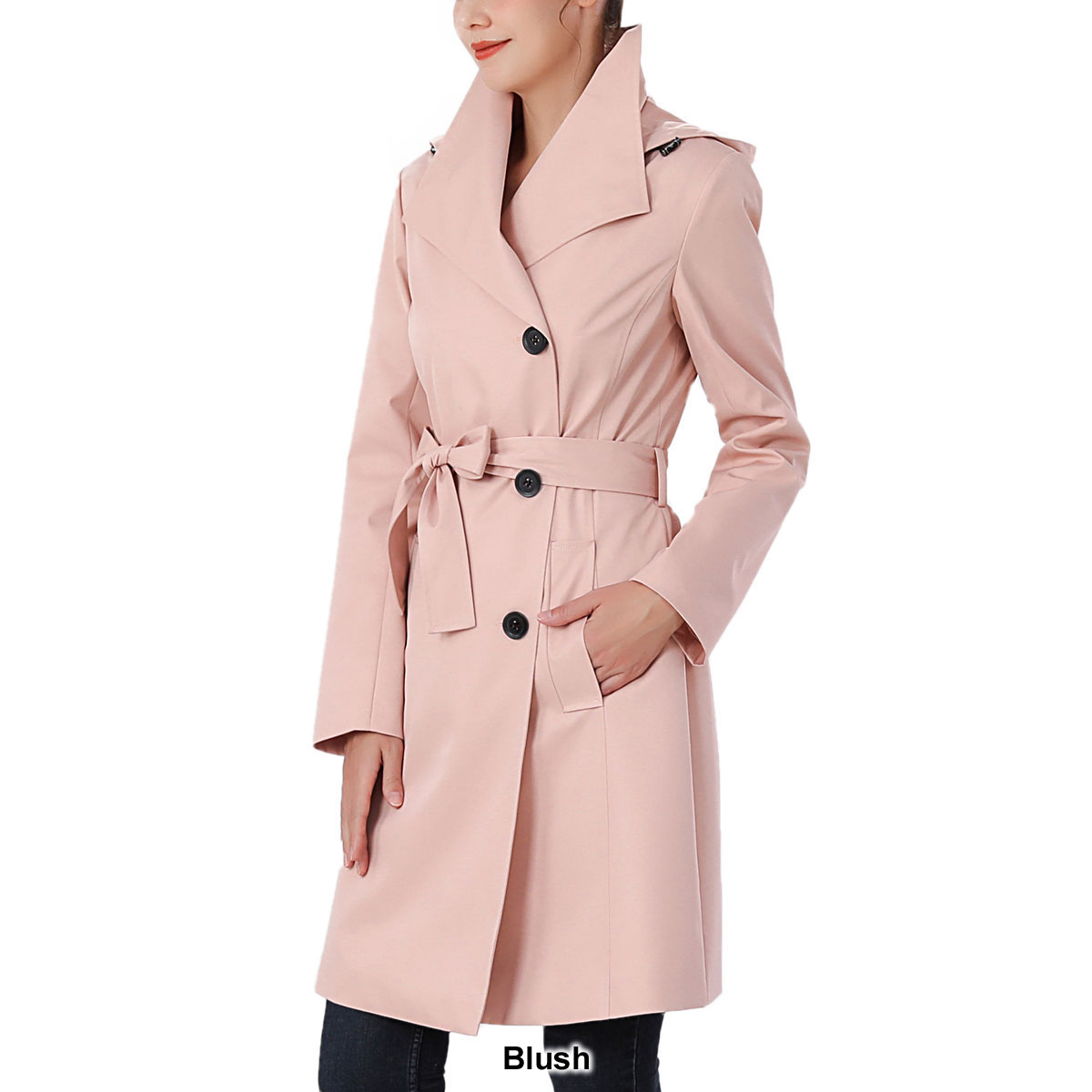 Womens BGSD Waterproof Hooded Belted Trench Coat