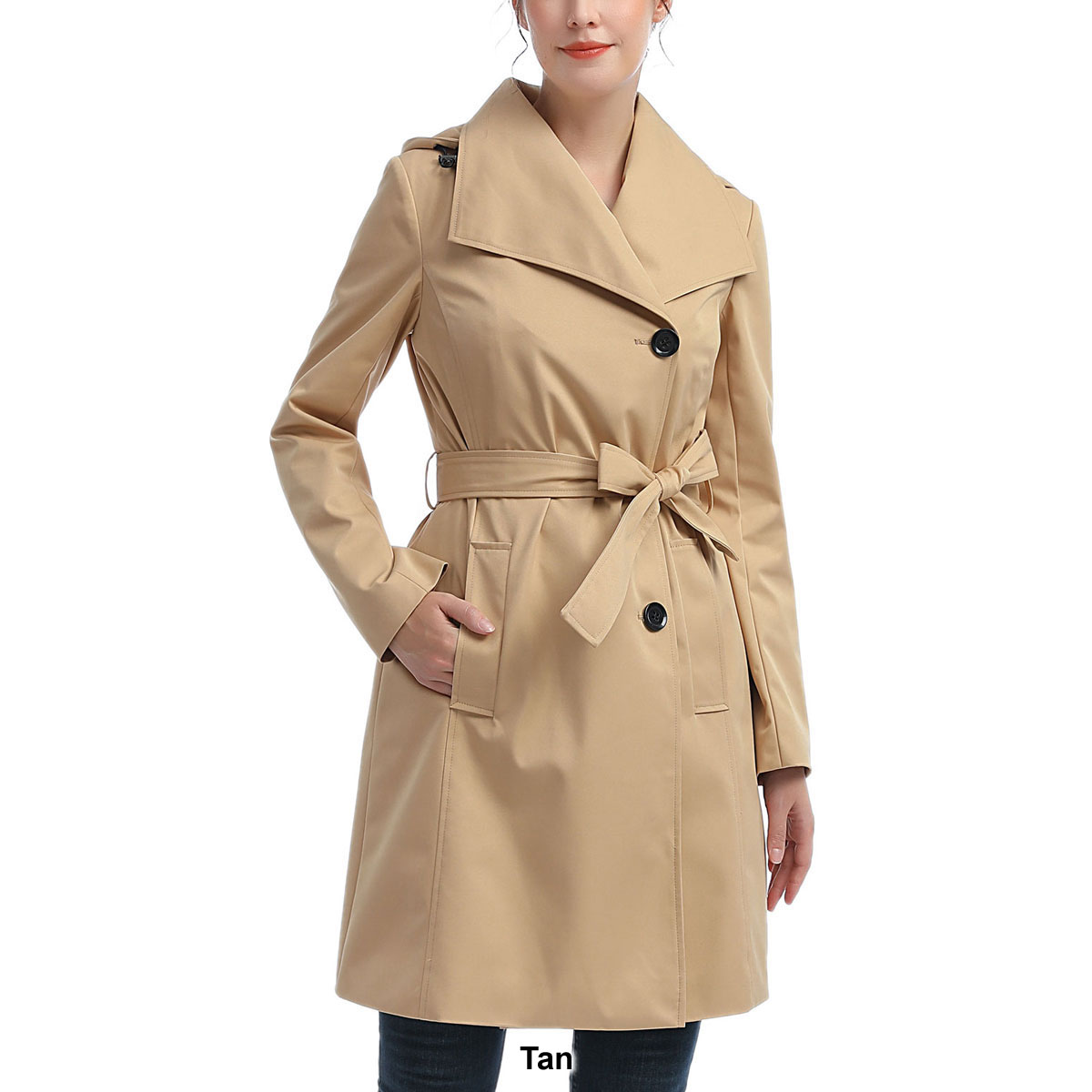 Womens BGSD Waterproof Hooded Belted Trench Coat