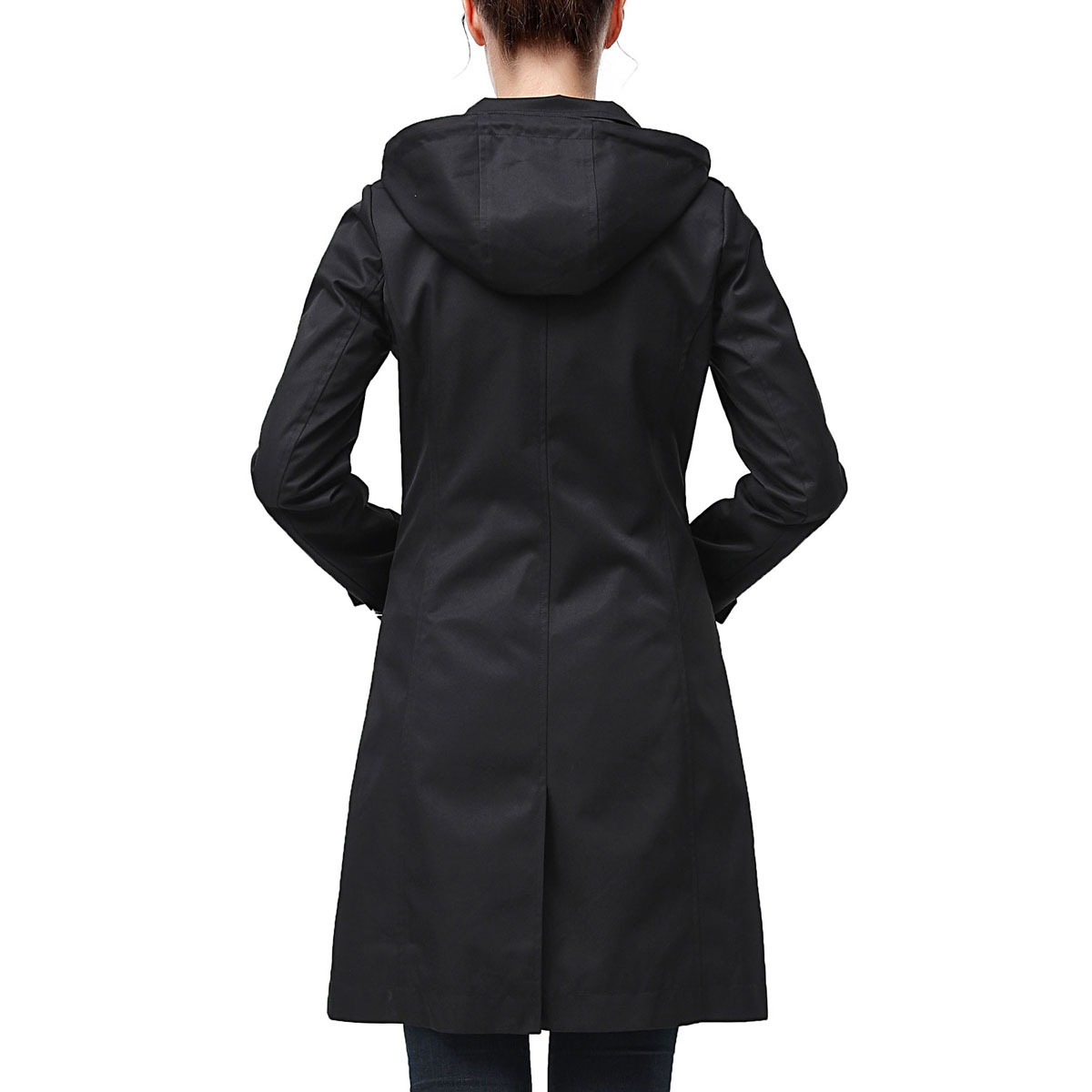 Womens BGSD Waterproof Hooded Button Closure Trench Coat