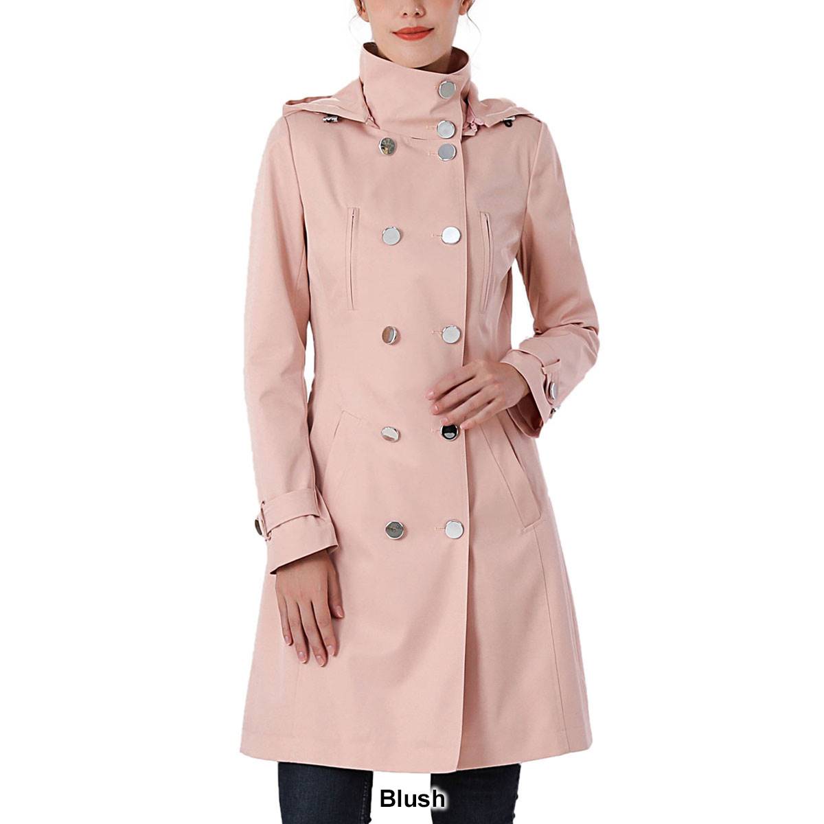 Womens BGSD Waterproof Hooded Button Closure Trench Coat