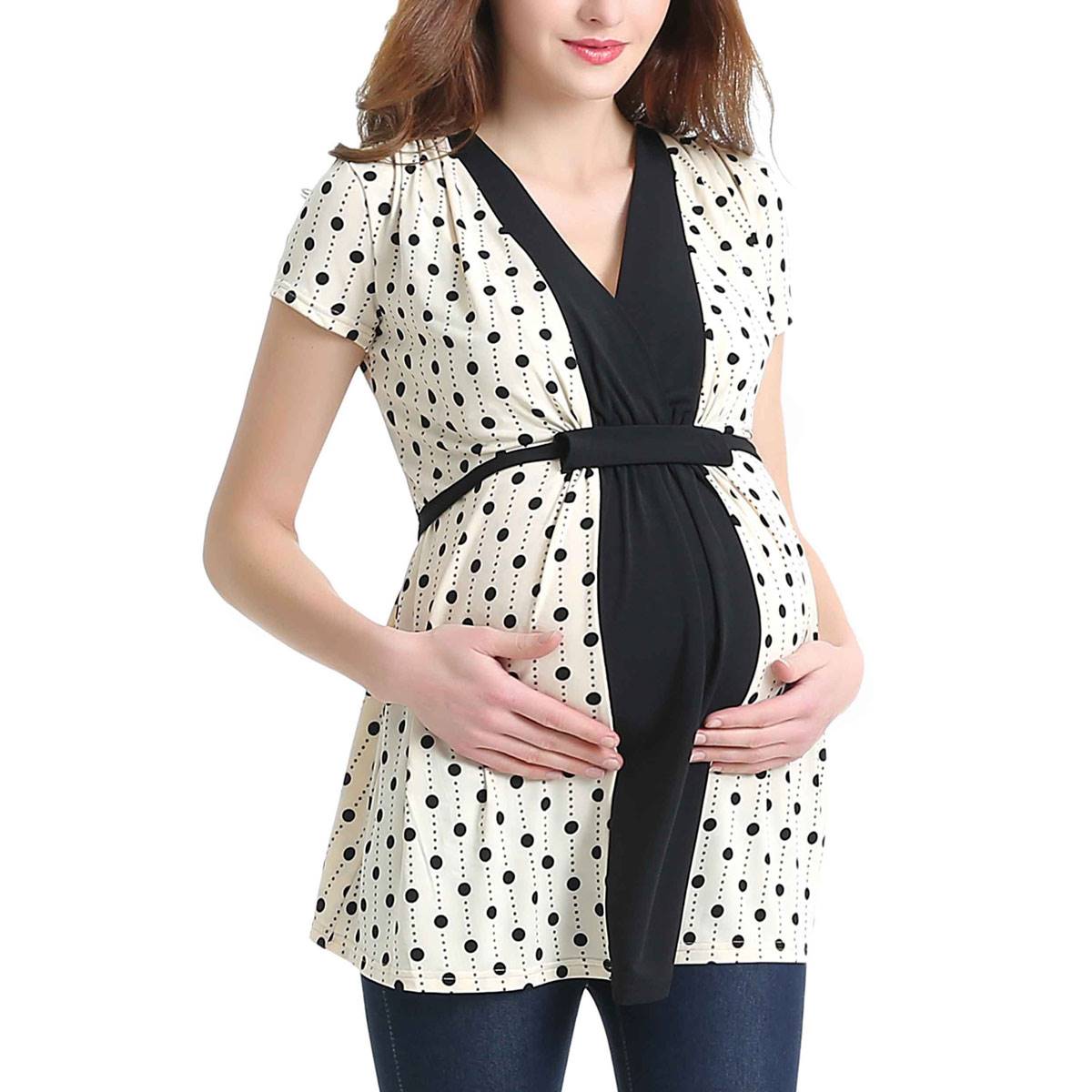 Womens Pokkori By Kimi & Kai Polka Dot Maternity Nursing Blouse