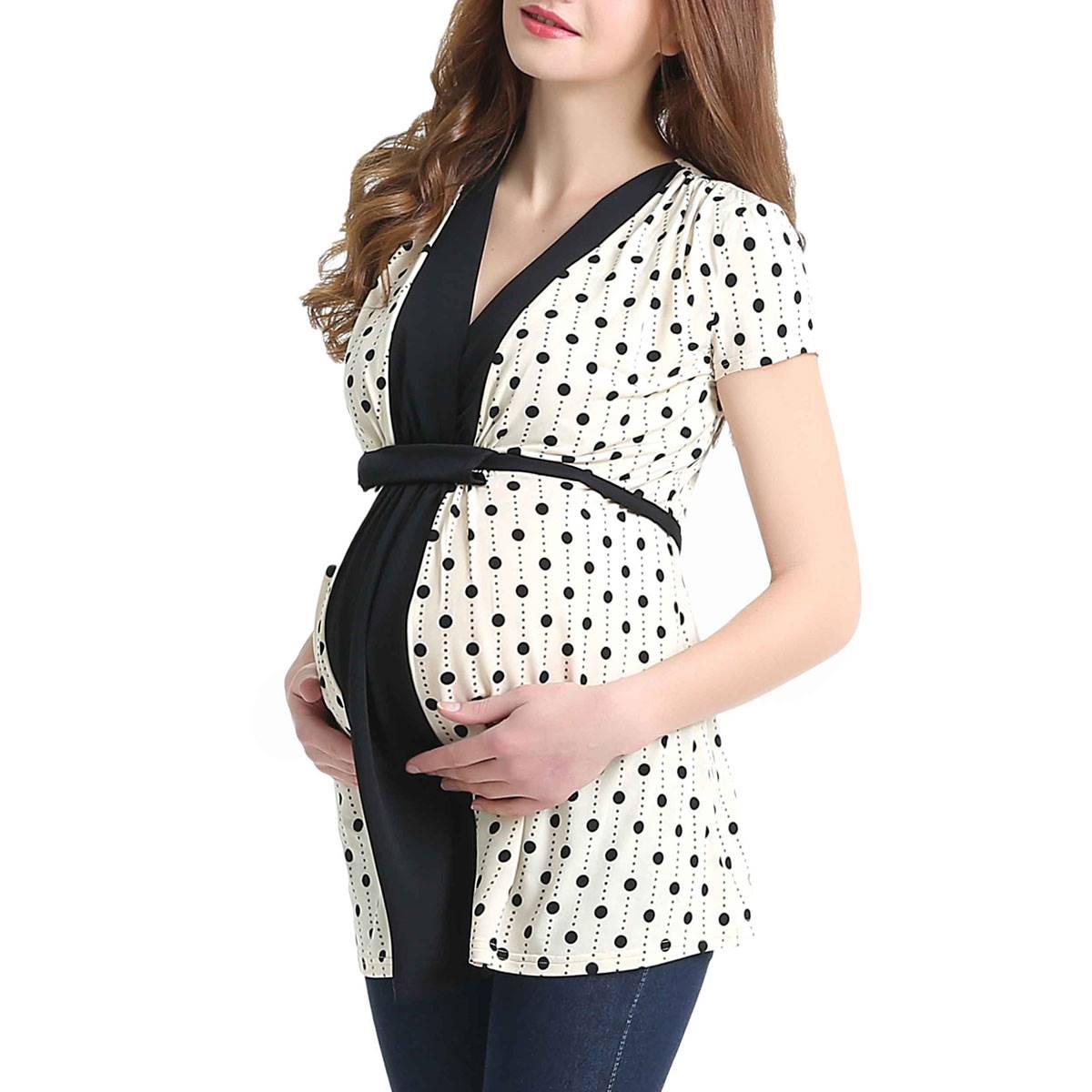 Womens Pokkori By Kimi & Kai Polka Dot Maternity Nursing Blouse