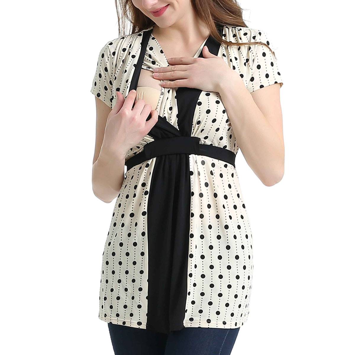 Womens Pokkori By Kimi & Kai Polka Dot Maternity Nursing Blouse