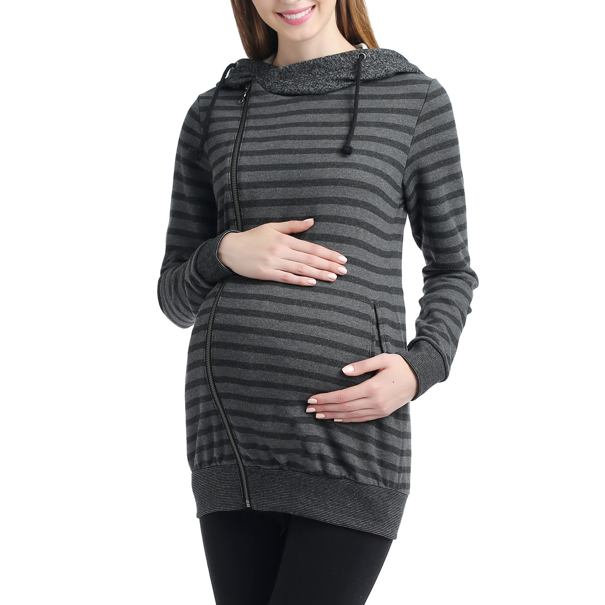 Womens Glow & Grow(R) Striped Maternity Hooded Jacket