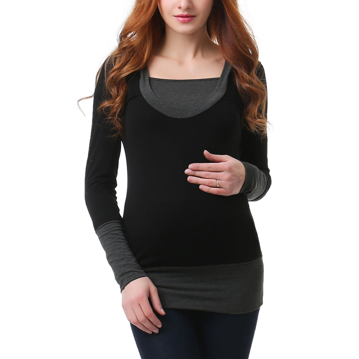 Womens Glow & Grow(R) Color Block Maternity Hooded Top