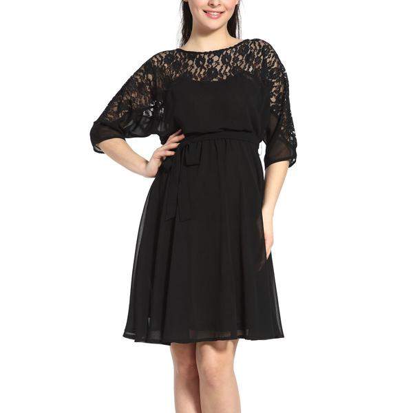 Womens Glow & Grow(R) Lace Trim Maternity Fit & Flare Dress
