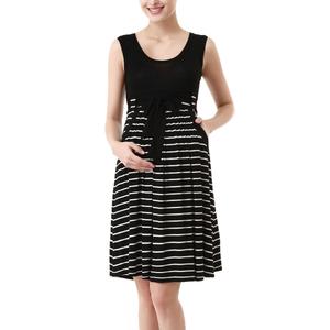 Womens Glow & Grow(R) Scoop Neck Stripe Maternity A-Line Dress