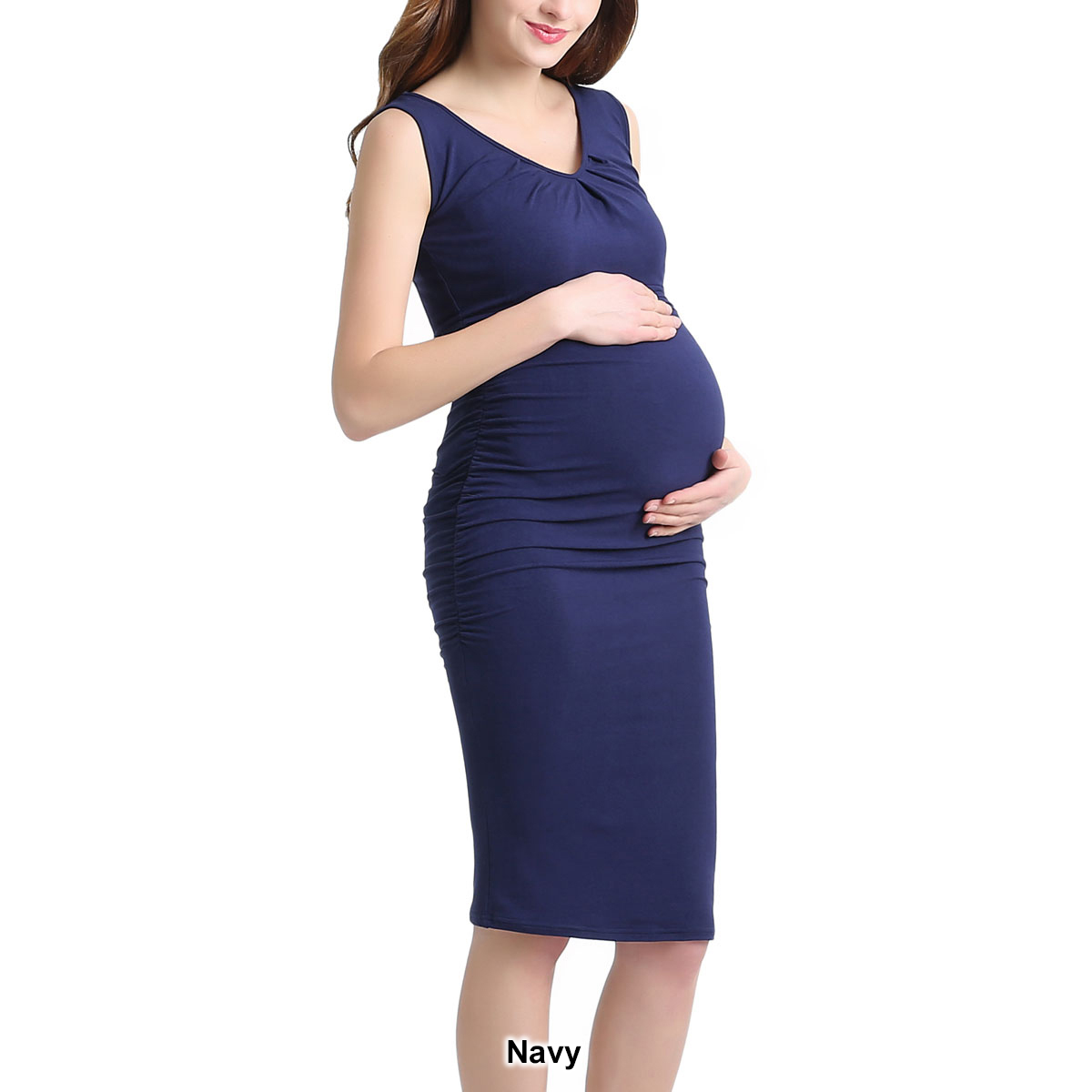 Womens Glow & Grow(R) V-Neck Ruched Maternity Midi Dress