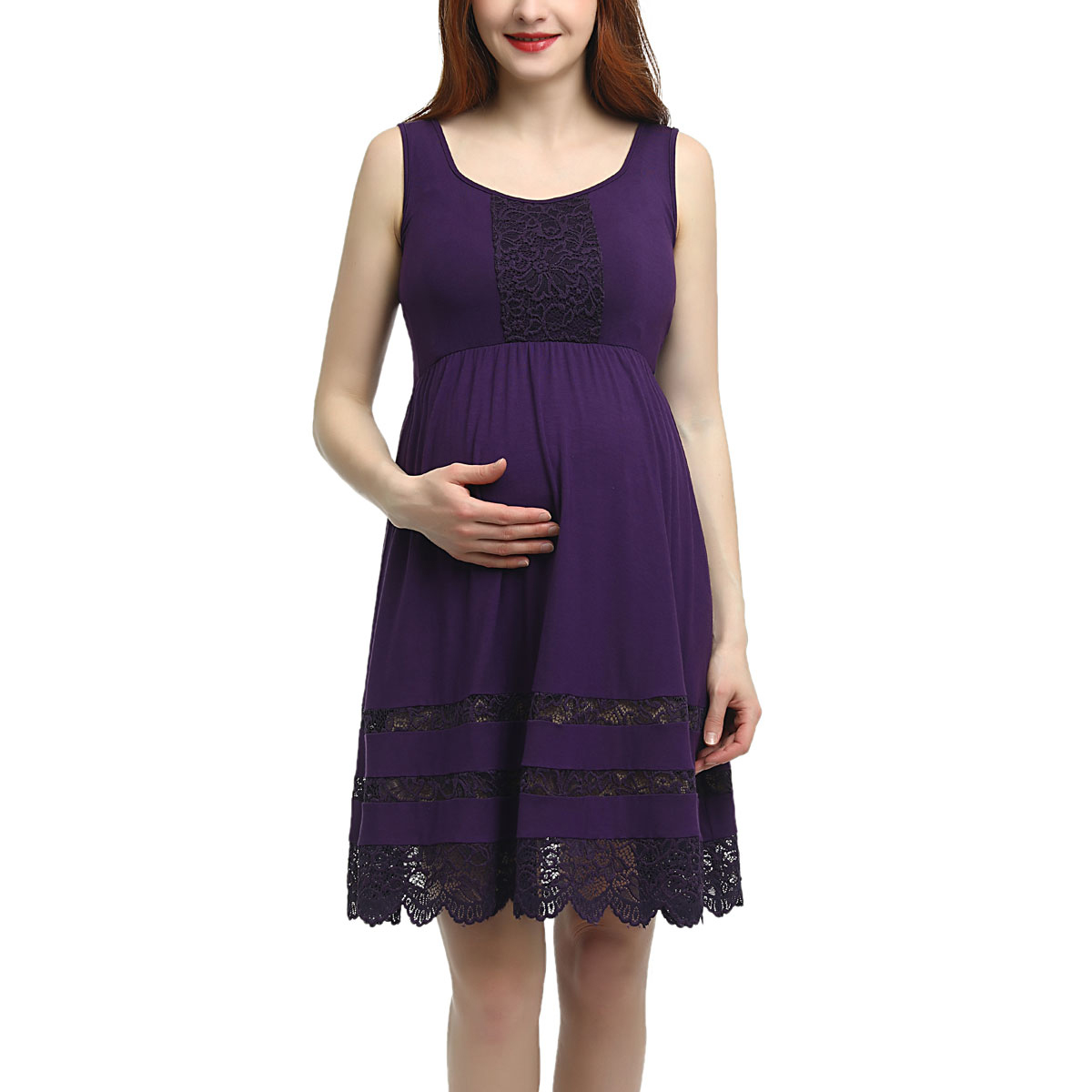 Womens Glow & Grow(R) Lace Accent Maternity Empire Waist Dress