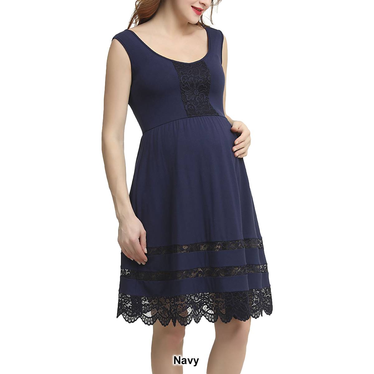 Womens Glow & Grow(R) Lace Accent Maternity Empire Waist Dress