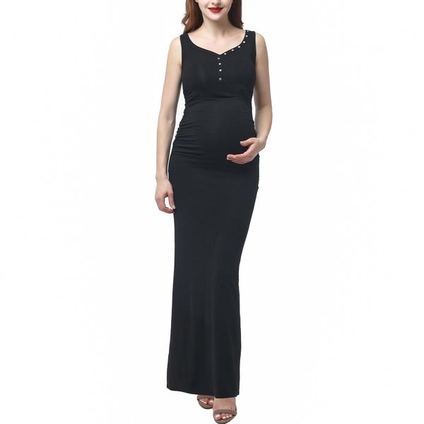 Womens Glow & Grow(R) Button Accent Maternity Maxi Dress