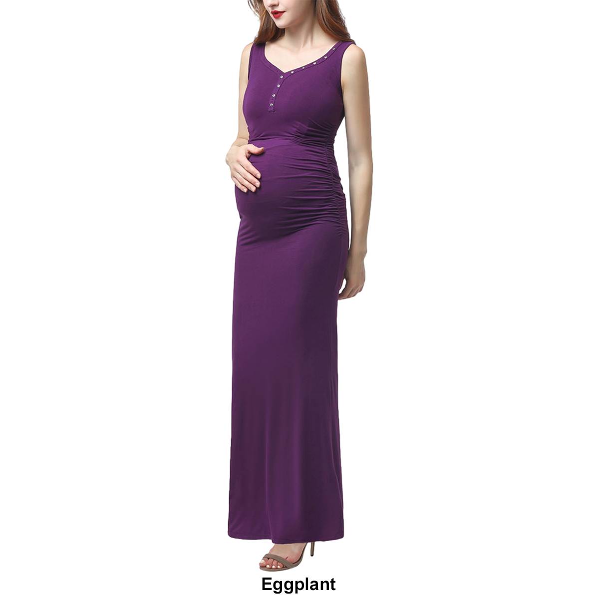 Womens Glow & Grow(R) Button Accent Maternity Maxi Dress