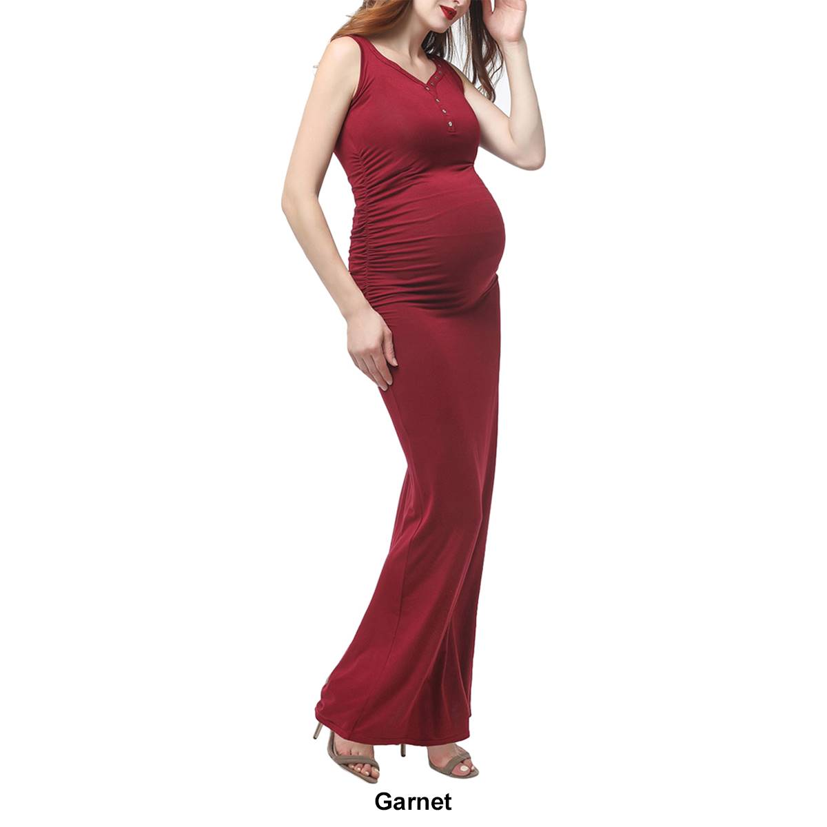 Womens Glow & Grow(R) Button Accent Maternity Maxi Dress