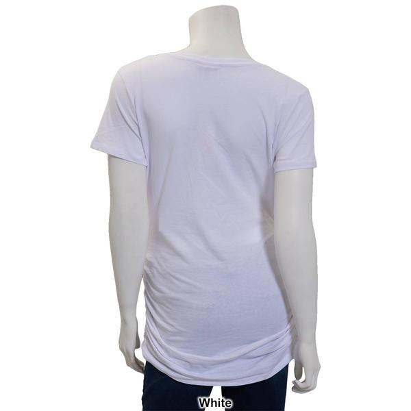 Womens Times Two Short Sleeve Side Ruched V-Neck Maternity Tee alternate view