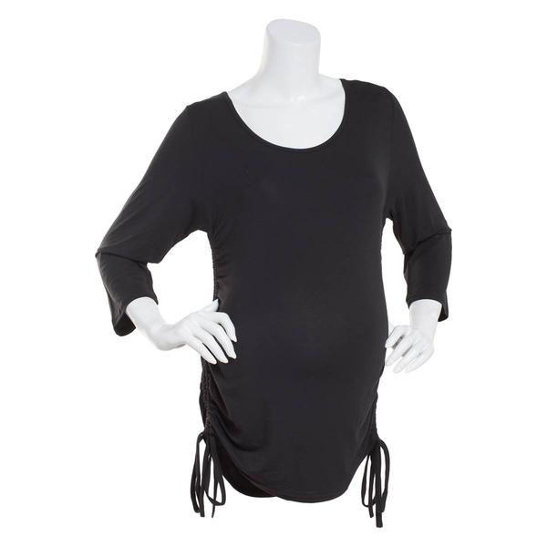 Womens Times Two Bracelet Sleeve Solid Side Tie Maternity Top