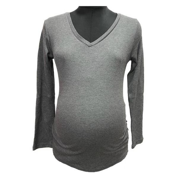 Womens Times Two Side Ruched Waffle Knit Maternity Tee alternate view