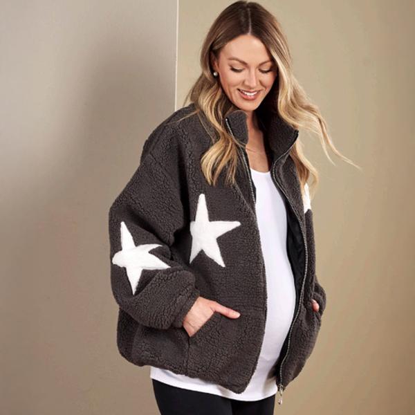 Maternity Times Two Long Sleeve Fleece Star Jacket alternate view