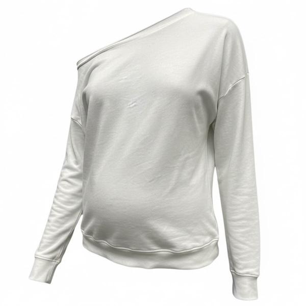 Womens Maternity Times Two Off the Shoulder Solid Sweatshirt