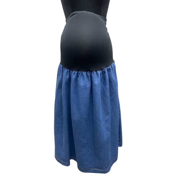 Womens Maternity Times Two Over the Belly Soft Denim Skirt