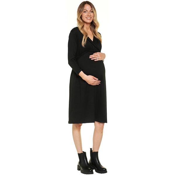 Womens Times Two Maternity 3/4 Sleeve Solid Wrap Dress